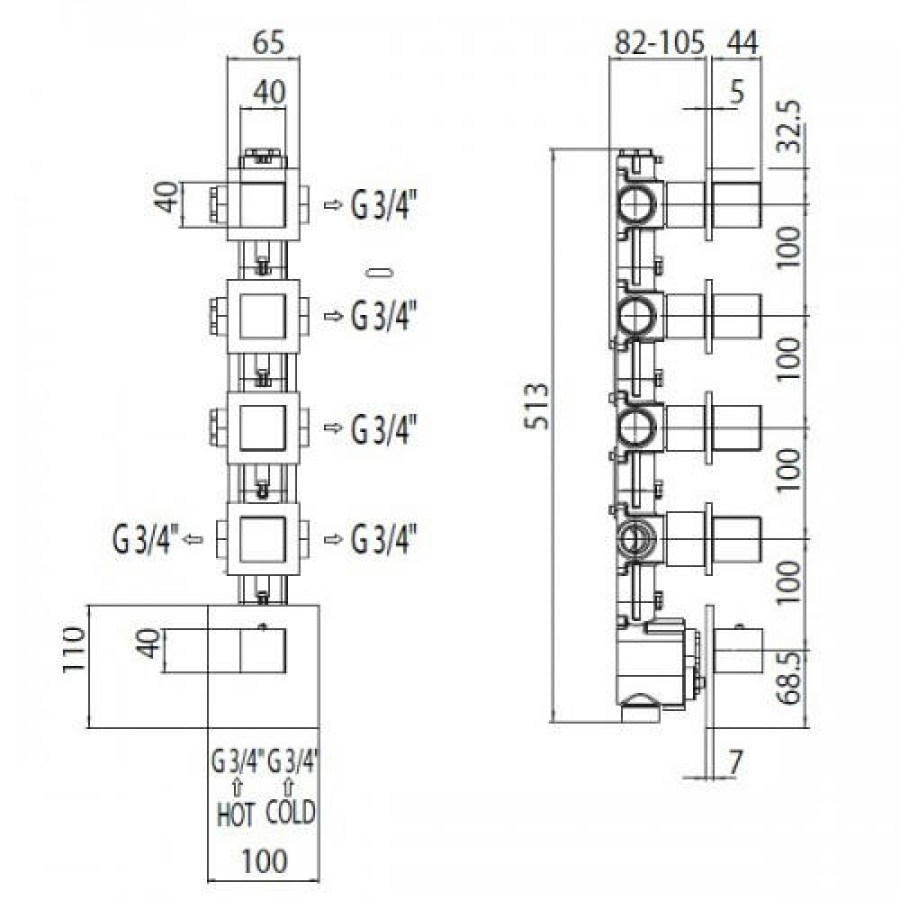 Внутренняя часть смесителя Bossini Z030275000