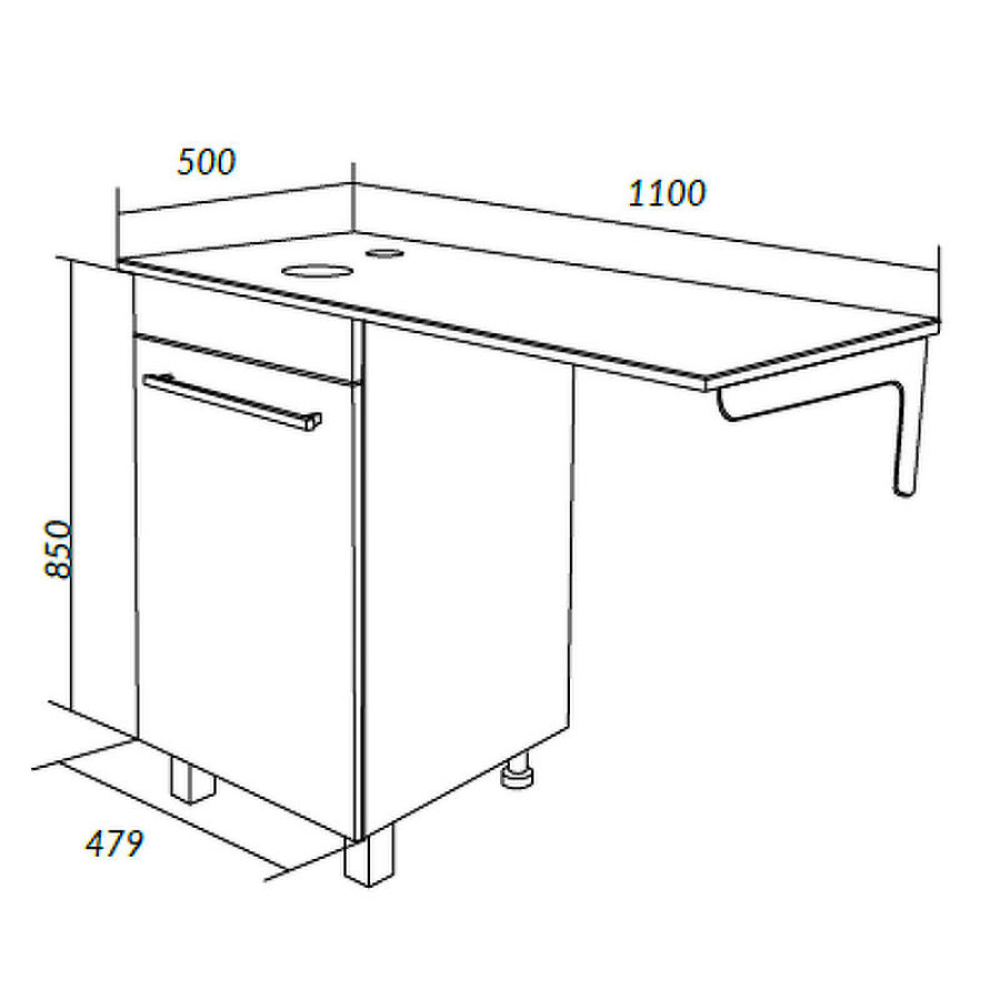 Столешница под раковину 1MarKa Wash 110 Ц0000004097 над стиральной машиной Белый глянец