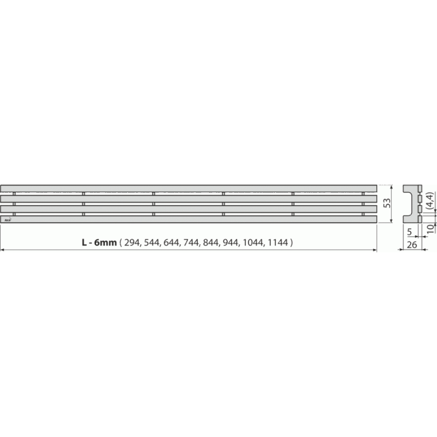 Решетка AlcaPlast DREAM GAP-850M призматическая, нержавеющая сталь матовая