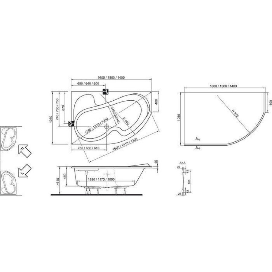 Передняя панель A для ванны Ravak ROSA 150 (L,R)см белая CZJ1000A00