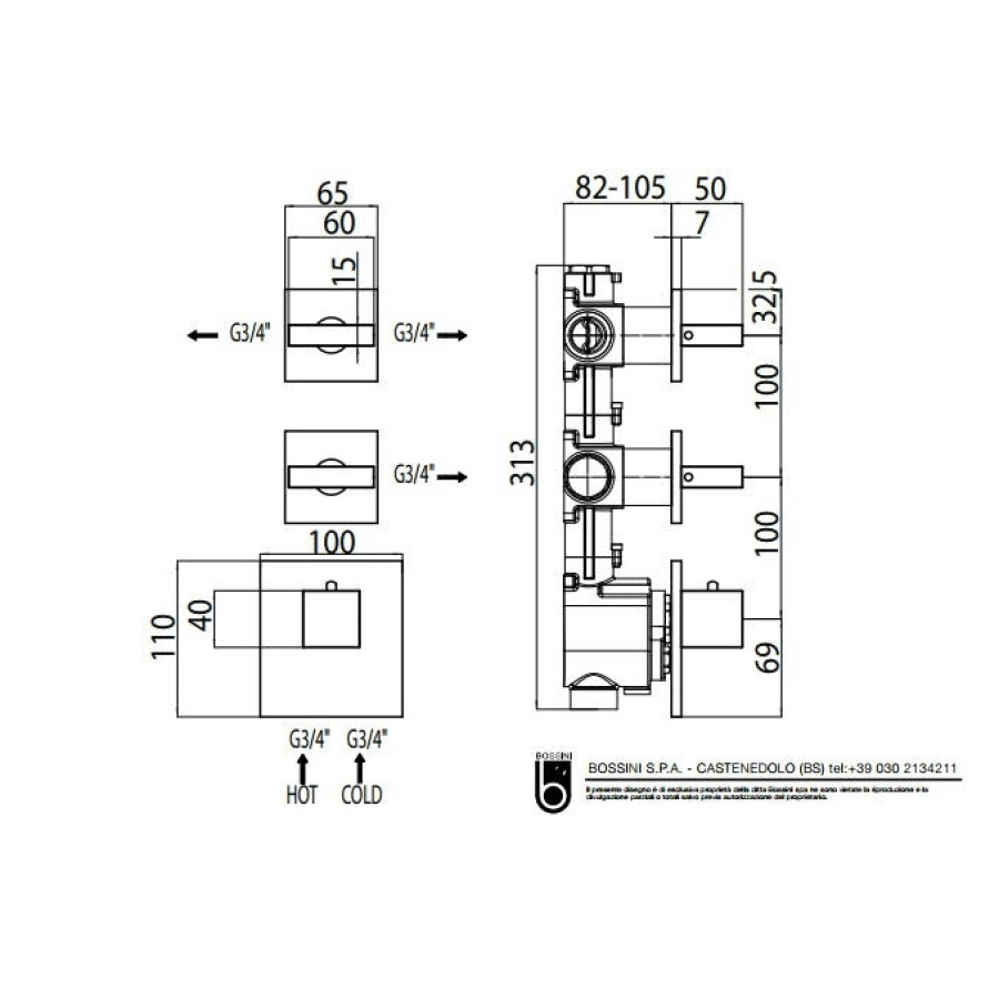 Внутренняя часть смесителя Bossini Z030203000