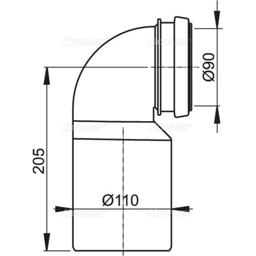 Колено стока Alcadrain M906 90/110 комплект