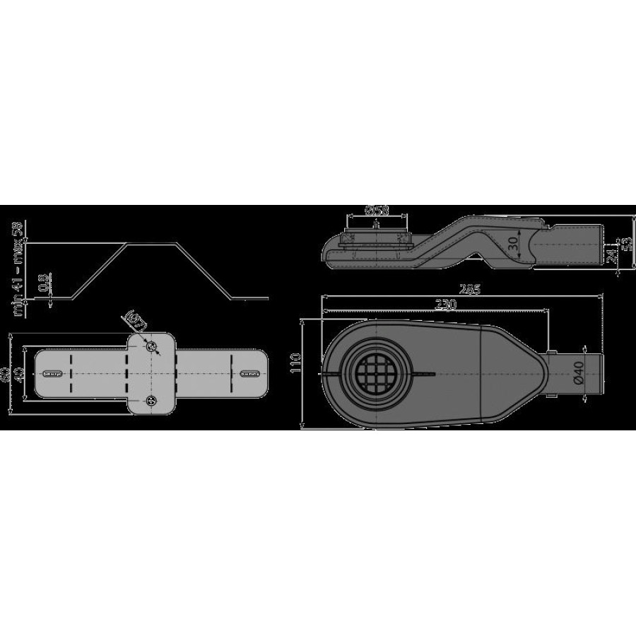 Экстра низкий сифон Alcadrain APZ-S6 DN40 и комплект регулируемых ног