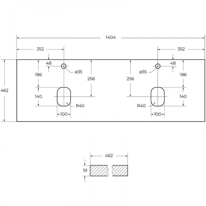 Столешница под раковину BelBagno 140 EK-140-2-BL Bianco Lucido
