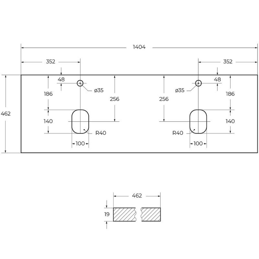 Столешница под раковину BelBagno 140 EK-140-2-BL Bianco Lucido