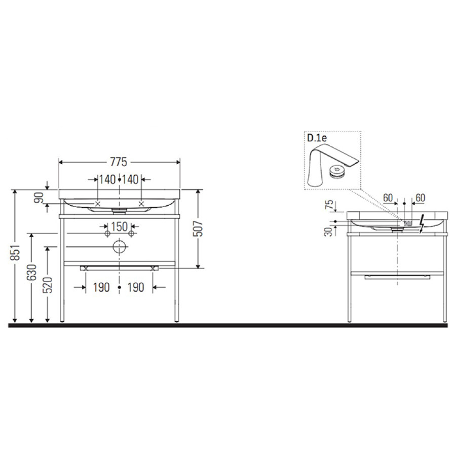 Консоль с раковиной Duravit Happy D.2 Plus HP4837O2222 77,5 белый глянцевый