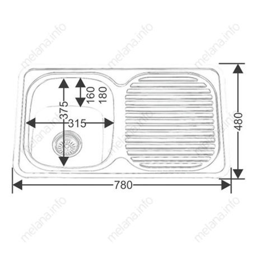 Кухонная мойка MELANA 7848 U 0,8/180 123 t (*10) с сифоном