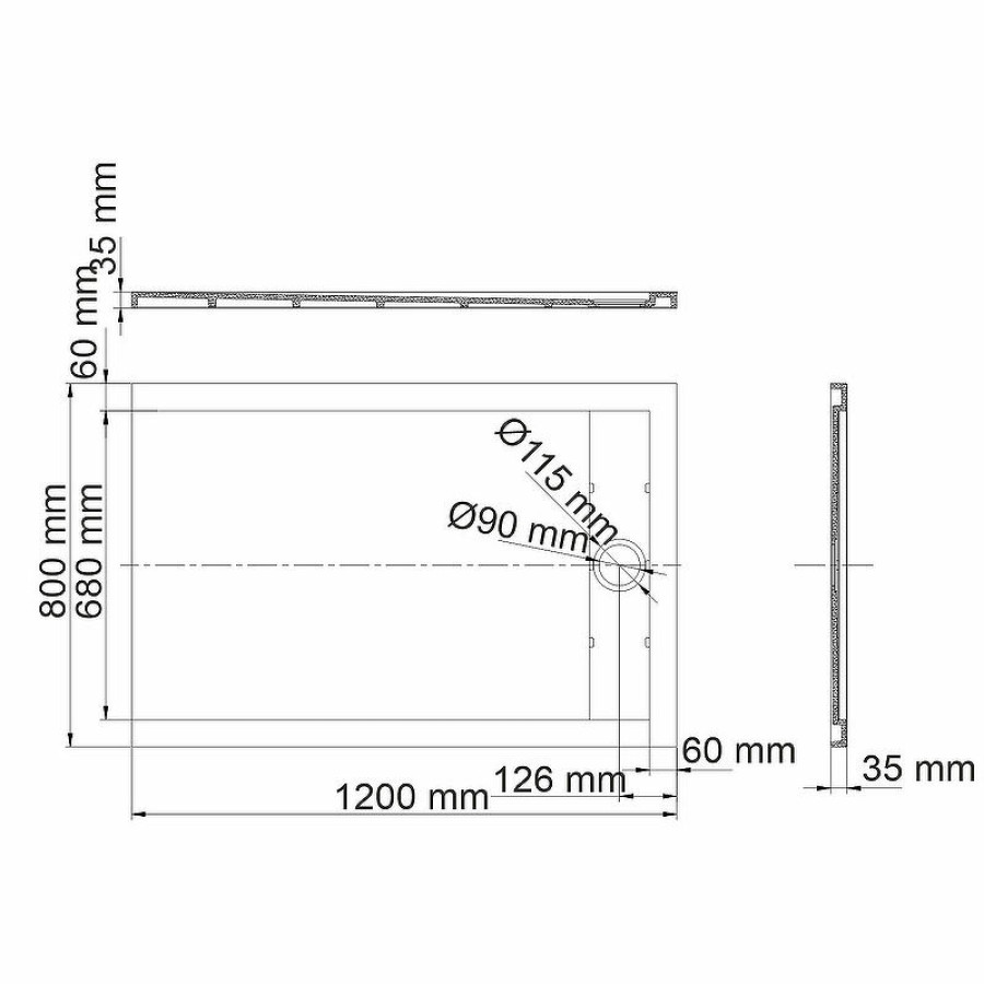 Душевой поддон из искусственного камня WasserKRAFT Wiese 120x80 84T06 Серый матовый