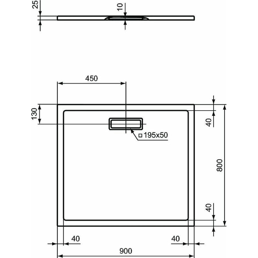 Акриловый поддон для душа Ideal Standard Ultraflat New 90х80 T448101 Белый