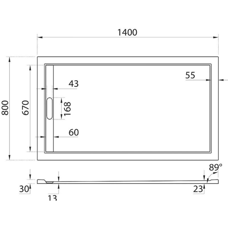 Душевой поддон из искусственного камня Cezares Tray AS 140х80 TRAY-AS-AH-140/80-30-W Белый