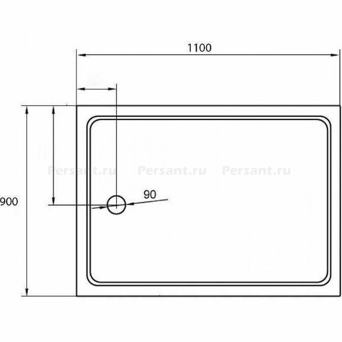 Акриловый поддон для душа Cezares Tray 110x100 TRAY-A-AH-110/100-15-W Белый