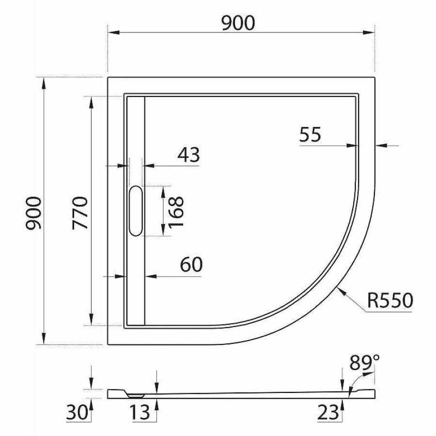 Душевой поддон из искусственного камня Cezares Tray AS 90x90 TRAY-AS-R-90-30-W Белый