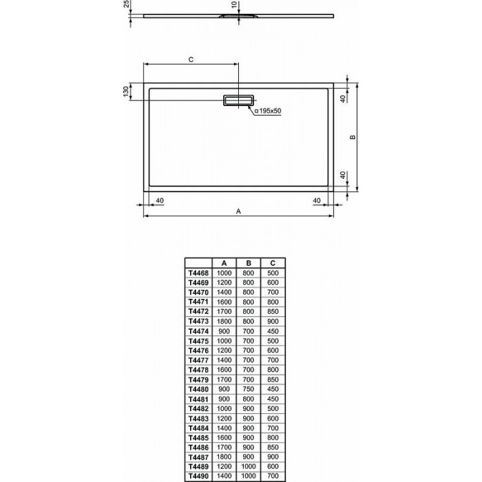 Акриловый поддон для душа Ideal Standard Ultraflat New 100х80 T446801 Белый