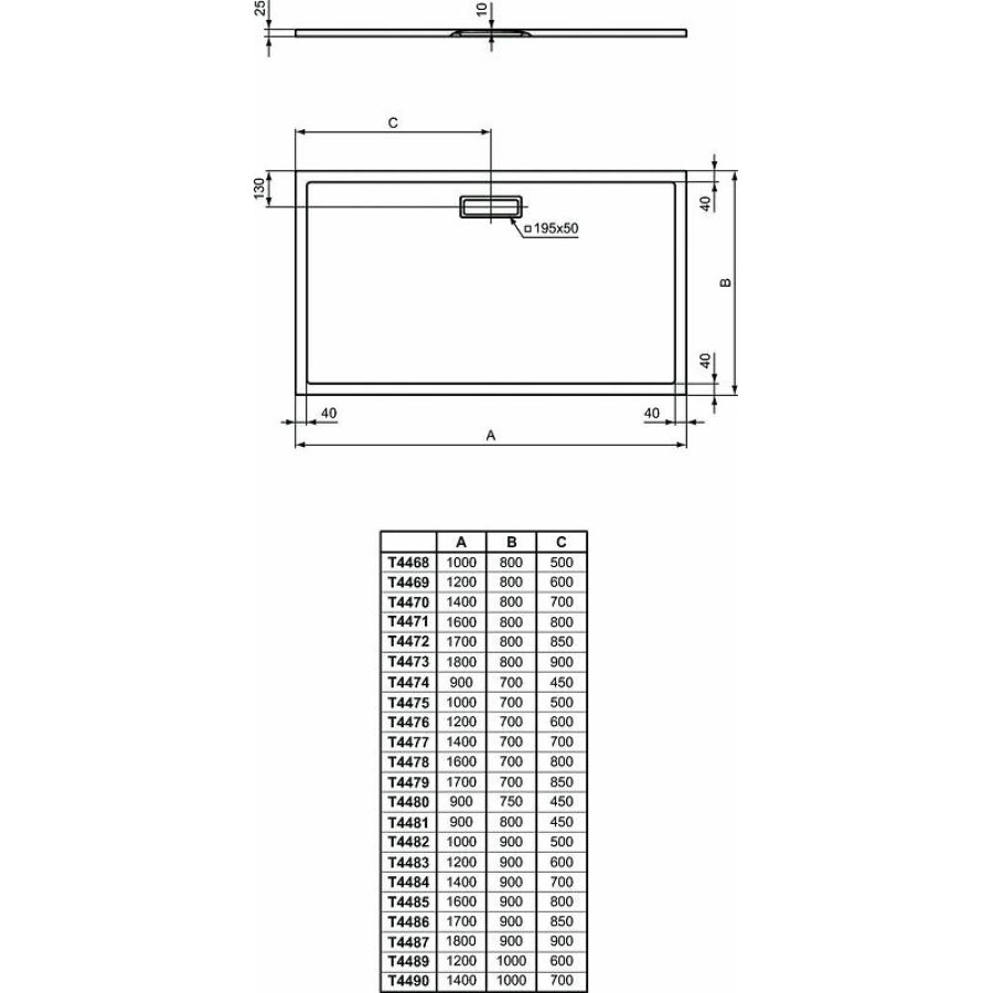 Акриловый поддон для душа Ideal Standard Ultraflat New 100х80 T446801 Белый