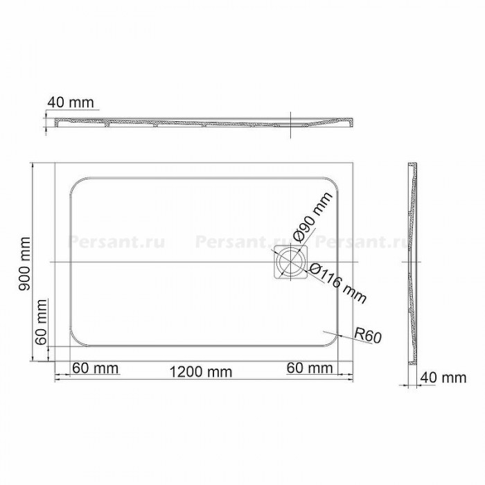 Душевой поддон из искусственного камня WasserKRAFT Rhin 120x90 44T07 Белый матовый