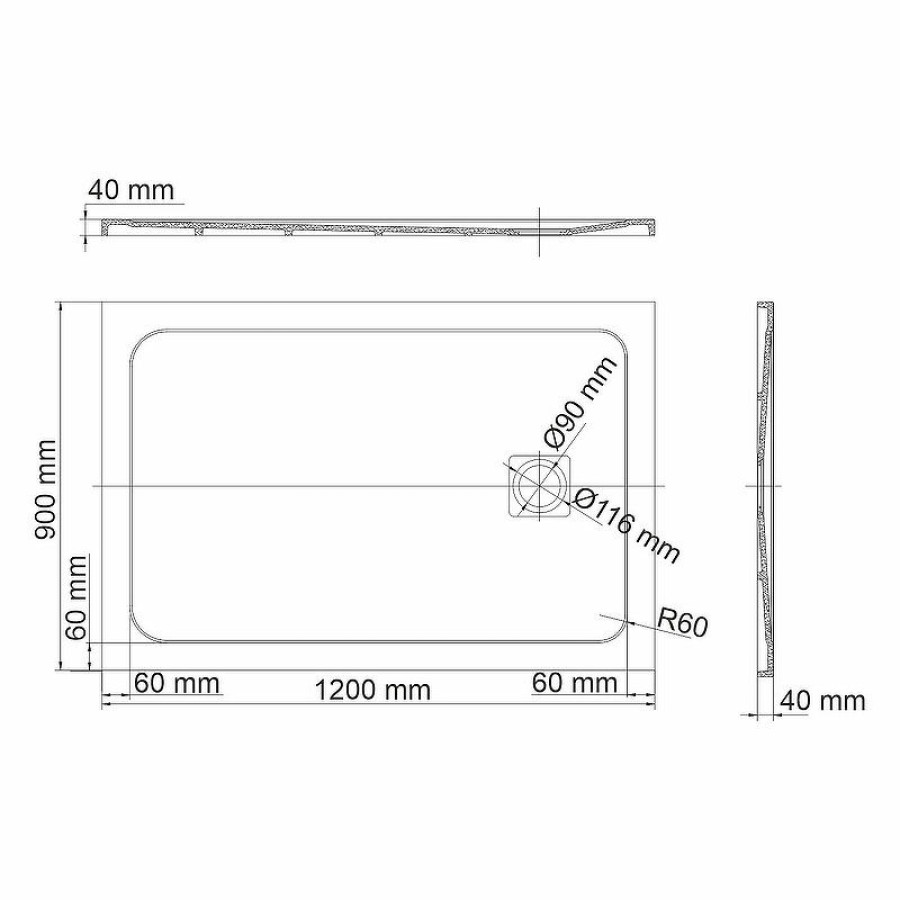 Душевой поддон из искусственного камня WasserKRAFT Rhin 120x90 44T07 Белый матовый