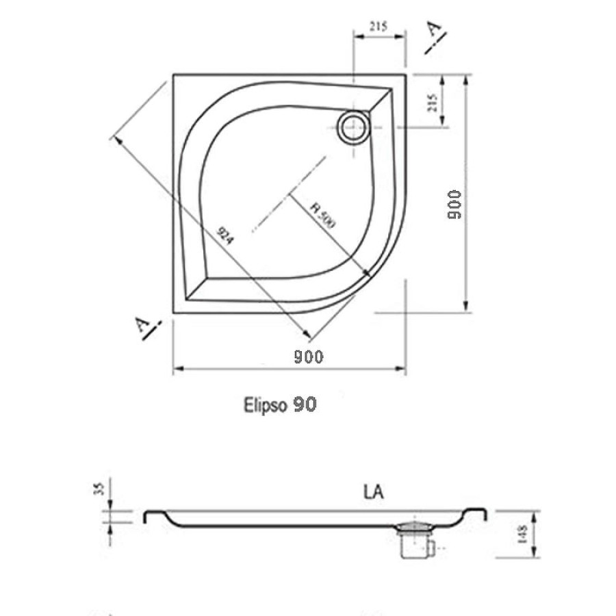 Акриловый поддон для душа Ravak Galaxy Elipso LA 90х90 A227701210 Белый