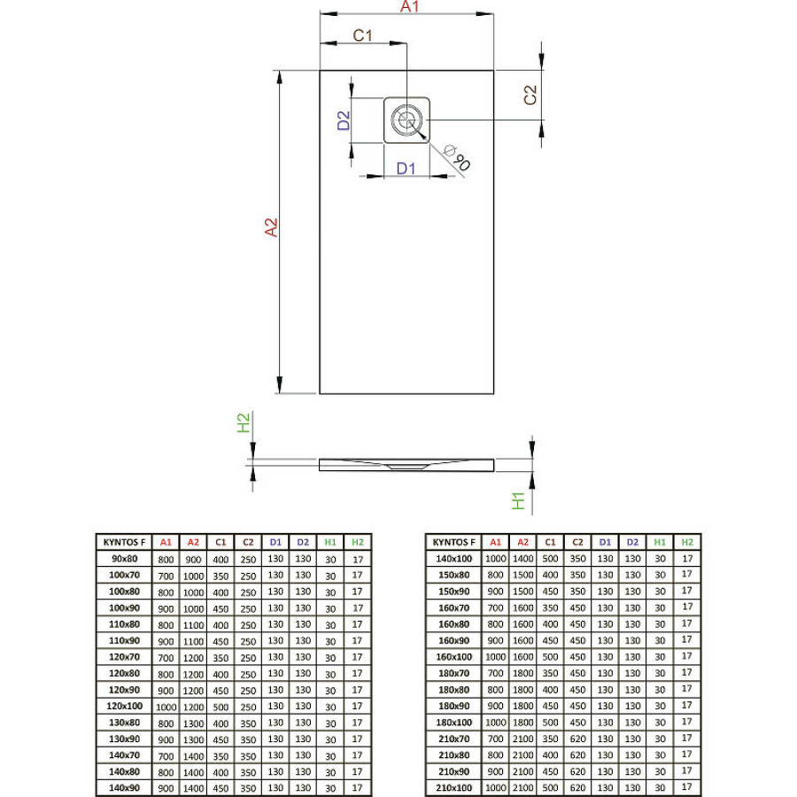 Душевой поддон из искусственного камня Radaway Kyntos F 110x90 HKF11090-64 Антрацит