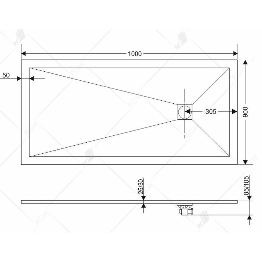 Душевой поддон из искусственного камня RGW Stone Tray ST-De 100x90 16152910-13 Песчаный