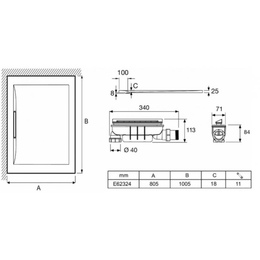 Душевой поддон из материала Flight Jacob Delafon Flight Pure 100x80 E62324-00 Белый глянец