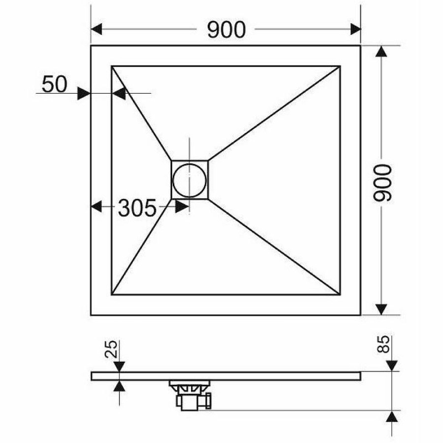 Душевой поддон из искусственного камня Grossman Strong 90x90 GR-S19090Q Белый