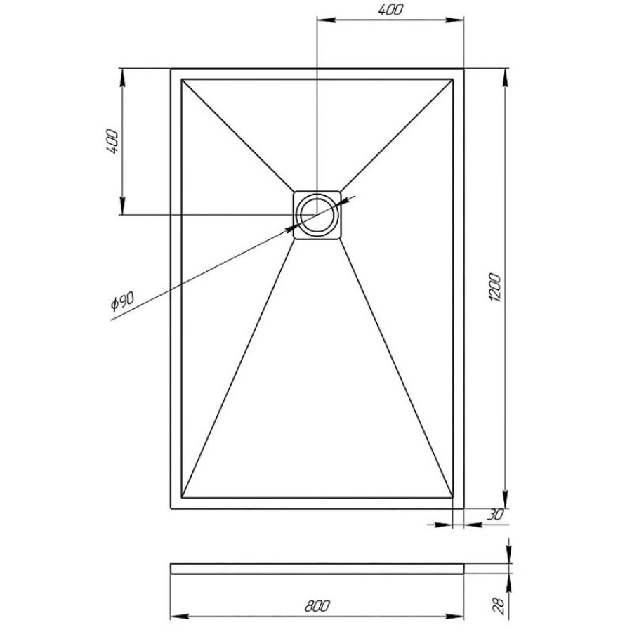 Душевой поддон из искусственного камня Veconi Tezeo 120x80 TZW21B-128-R1 Черный