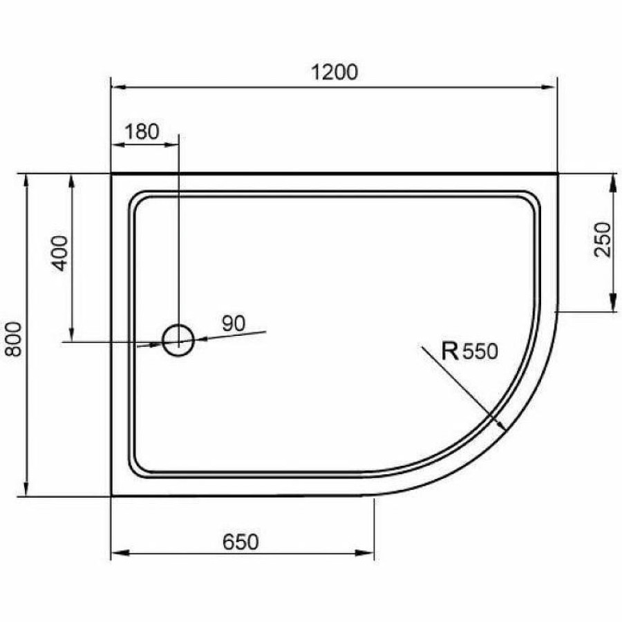 Акриловый поддон для душа Cezares Tray A 120x80 R TRAY-A-RH-120/80-550-15-W-R Белый