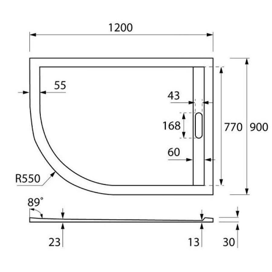 Душевой поддон из искусственного камня Cezares Tray AS 120x90 R TRAY-AS-RH-120/90-550-30-W-R Белый