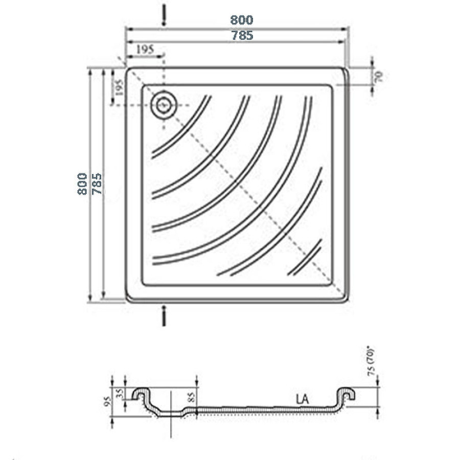 Акриловый поддон для душа Ravak Angela 80х80 LA A014401220 Белый