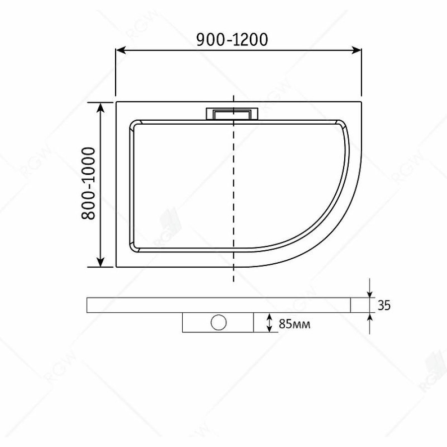 Душевой поддон из искусственного камня RGW GWS-41R 100x80 03150480-01R Белый