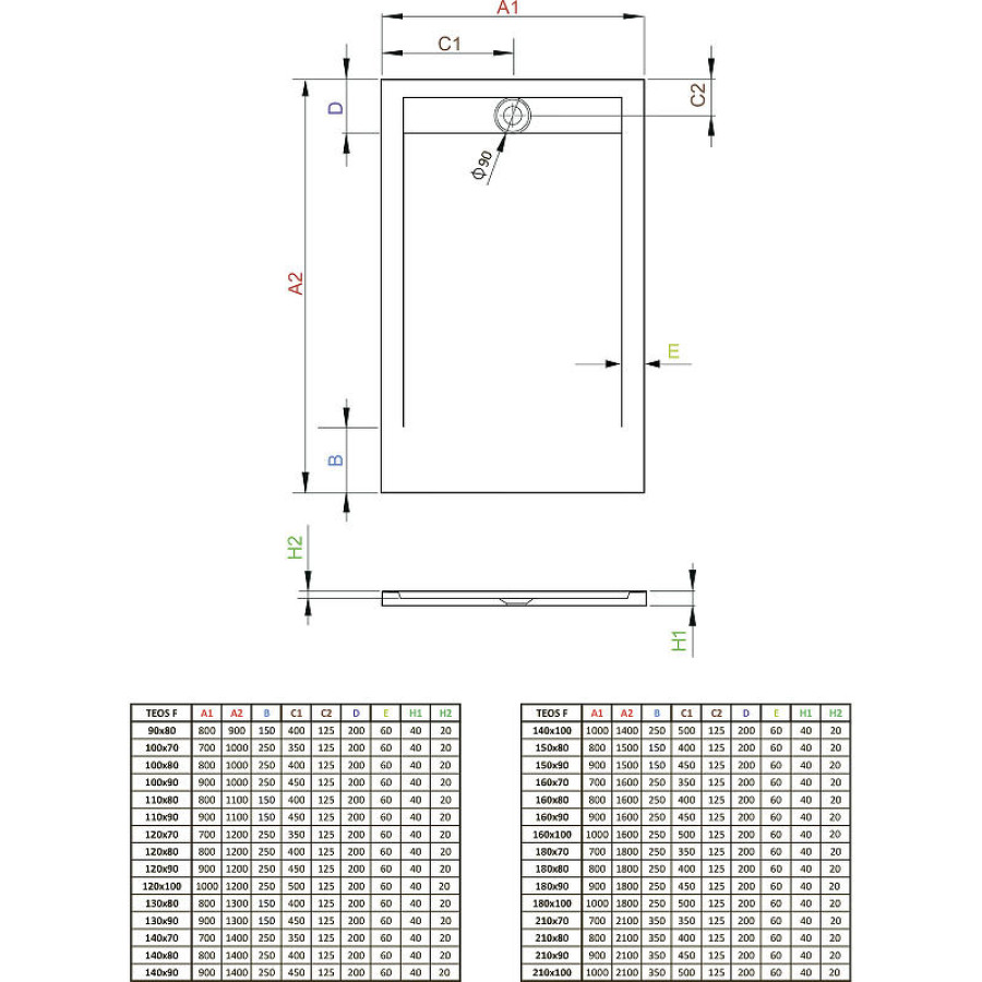 Душевой поддон из искусственного камня Radaway Teos F 100x80 HTF10080-04 Белый