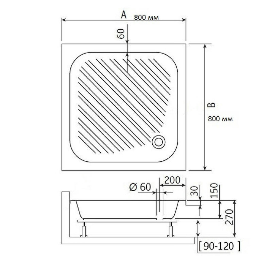 Акриловый поддон для душа RGW Acrylic B/CL-S-A 80x80 16180188-51-A Белый