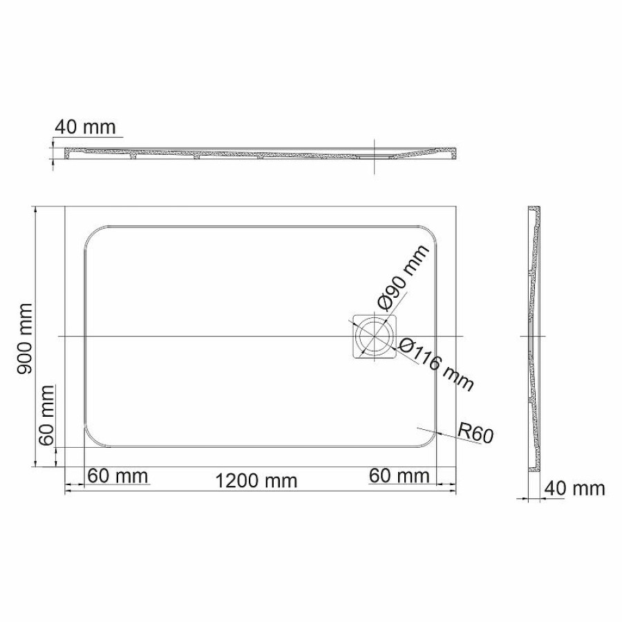 Душевой поддон из искусственного камня WasserKRAFT Neime 120х90 19T07 Черный матовый