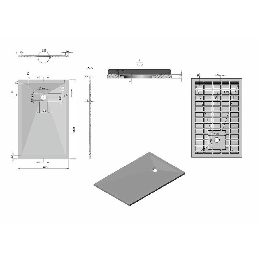 Душевой поддон из искусственного камня Vincea 140x90 VST-4SR9014W+Vsph-D132 Белый матовый