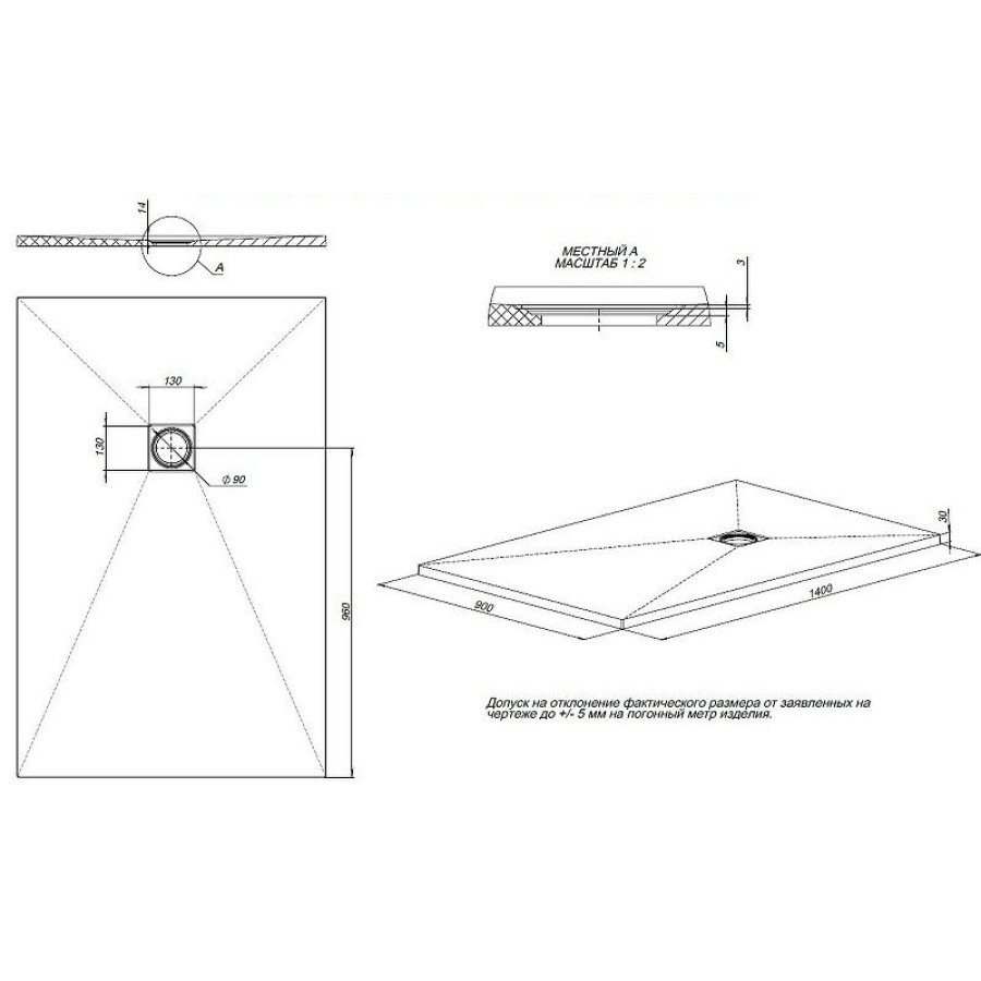 Душевой поддон из искусственного камня Allen Brau Priority 140x90 8.31009-AM Антрацит