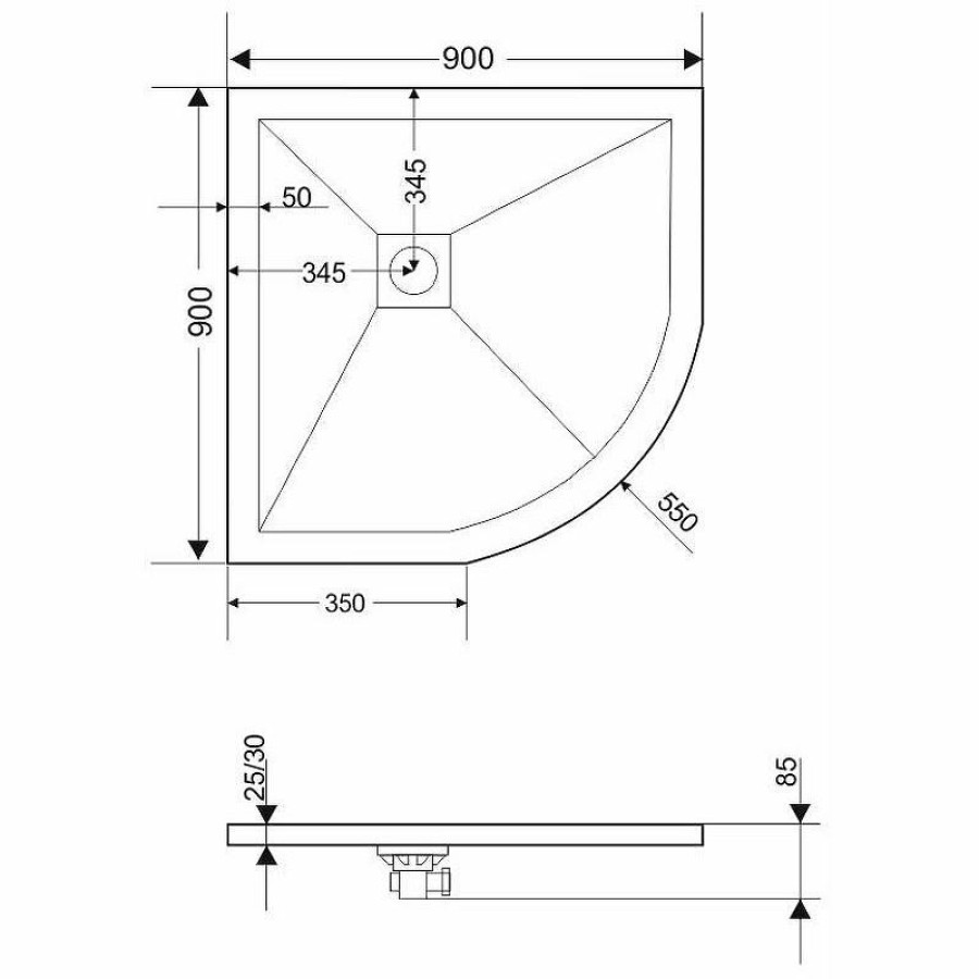 Душевой поддон из искусственного камня Grossman Strong 90x90 GR-S19090 Белый