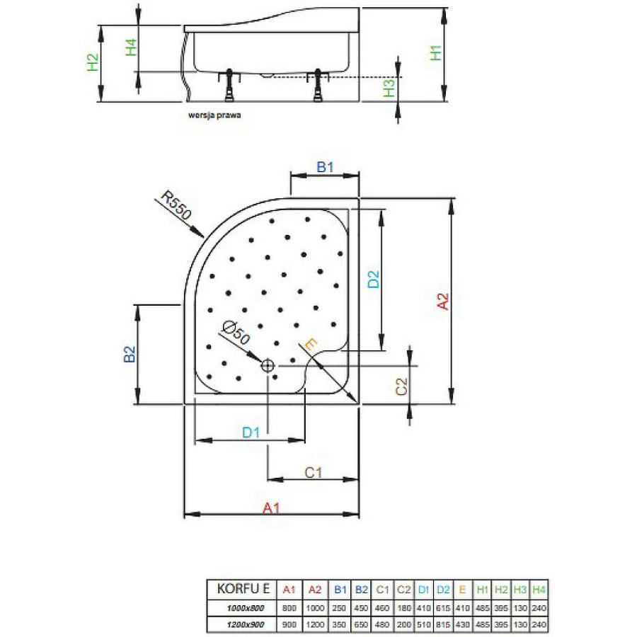 Акриловый поддон для душа Radaway Korfu E 120x90 R 4E91240-03R Белый