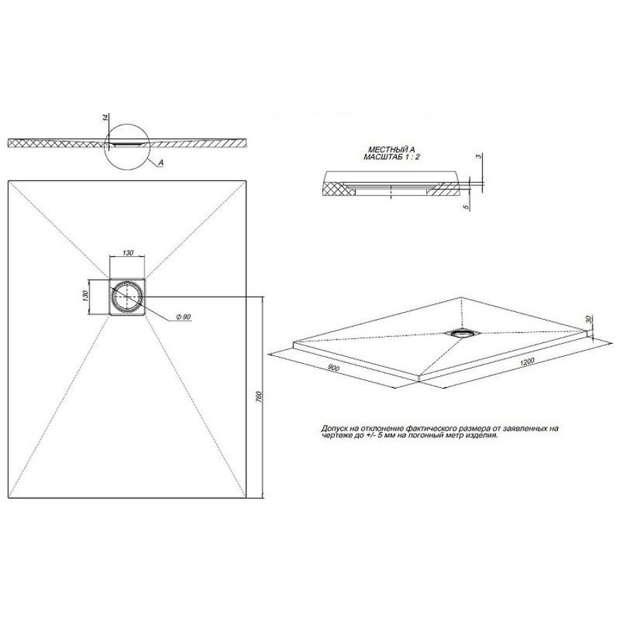 Душевой поддон из искусственного камня Allen Brau Priority 120x90 8.31007-AM Антрацит