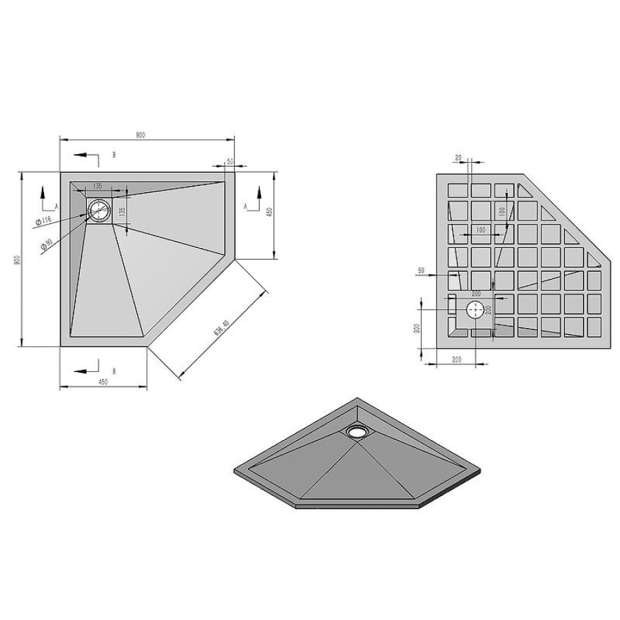 Душевой поддон из искусственного камня Vincea 90x90 VST-4SP9090A Антрацит