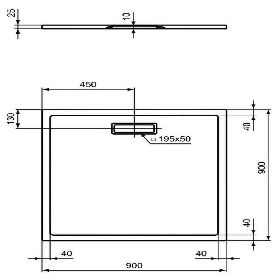 Акриловый поддон для душа Ideal Standard Ultraflat New 90х90 T4467V3 Черный шелк