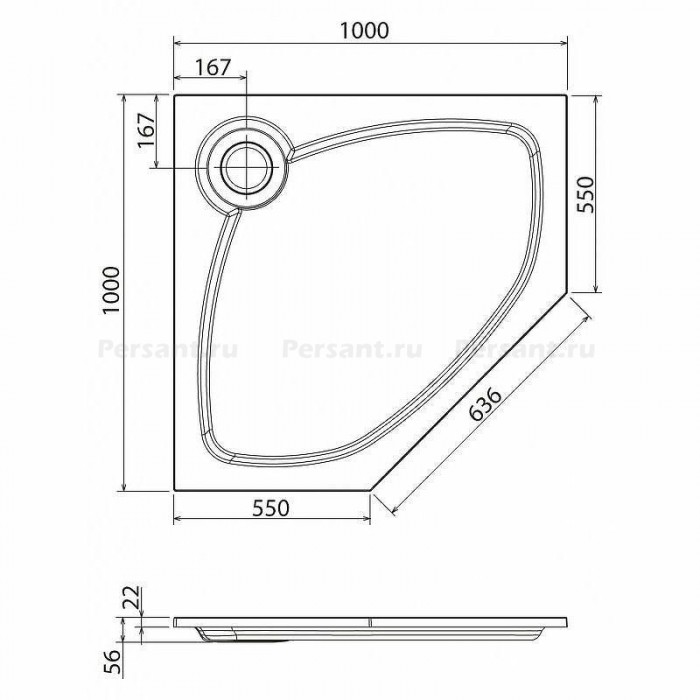 Душевой поддон из искусственного мрамора Cezares Tray S 100х100 TRAY-S-P-100-56-W Белый