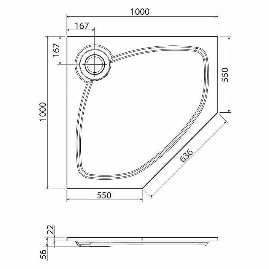 Душевой поддон из искусственного камня Cezares Tray S 100х100 TRAY-S-P-100-56-W Белый