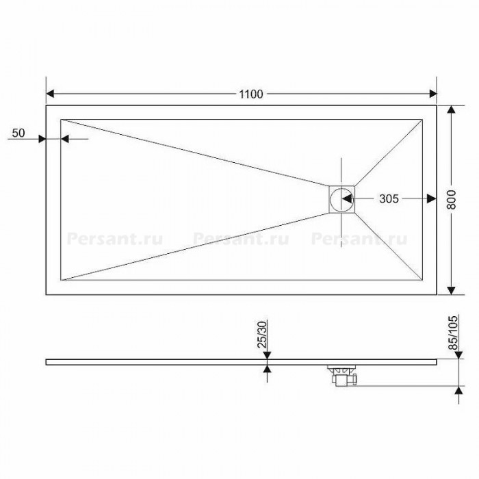 Душевой поддон из искусственного камня Grossman Strong 80x110 GR-S180110Q Белый