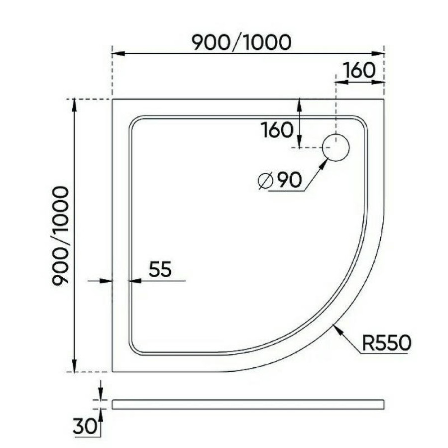 Душевой поддон из искусственного камня Veconi Tezeo 90x90 TZ10-90PL-01-19C3 Белый