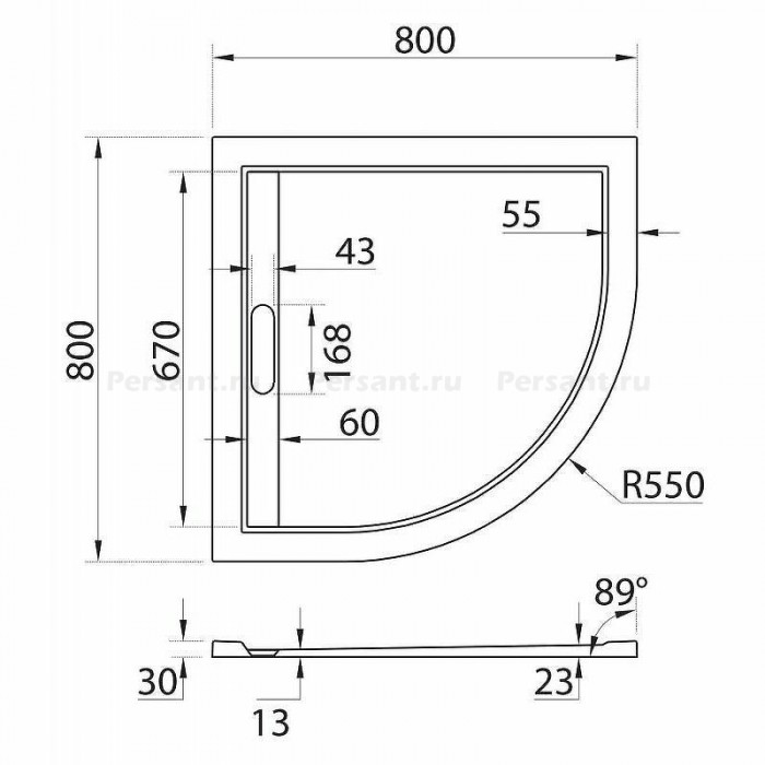 Душевой поддон из искусственного камня Cezares Tray AS 80x80 TRAY-AS-R-80-30-W Белый