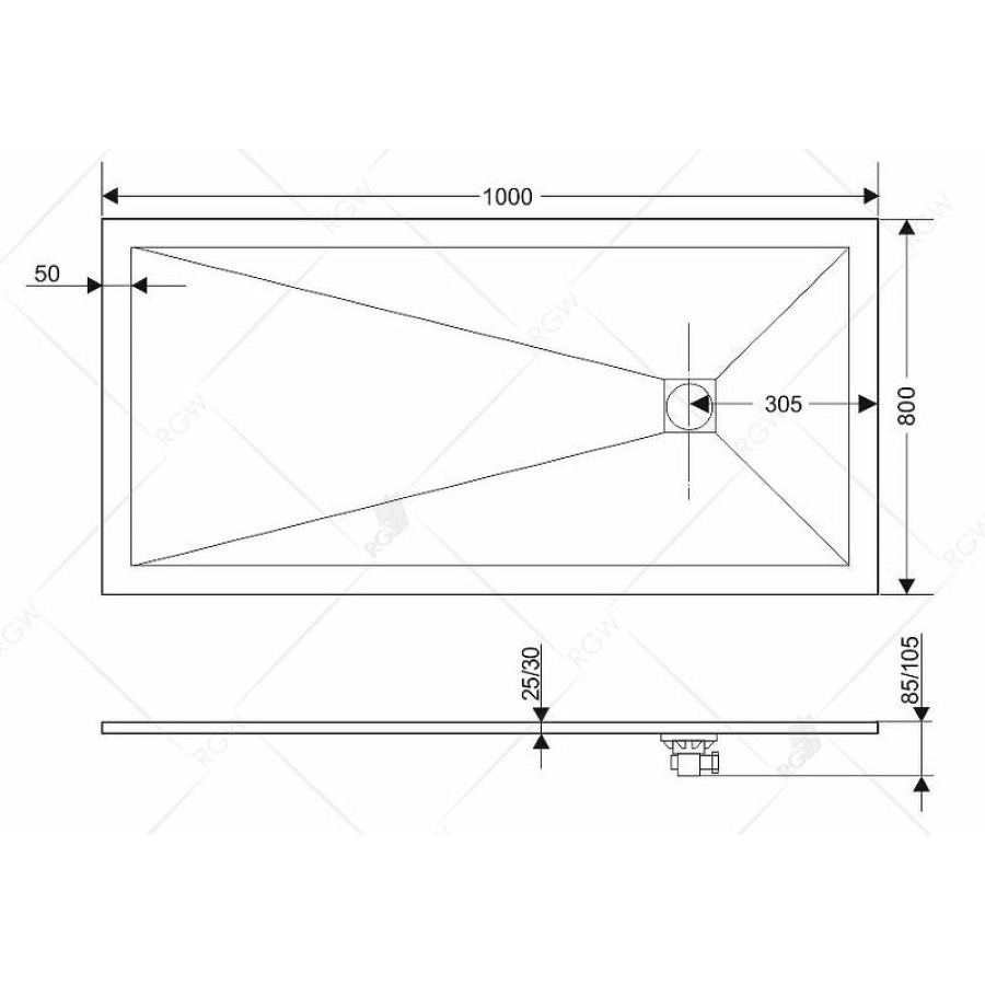 Душевой поддон из искусственного камня RGW Stone Tray ST-De 100x80 16152810-13 Песчаный