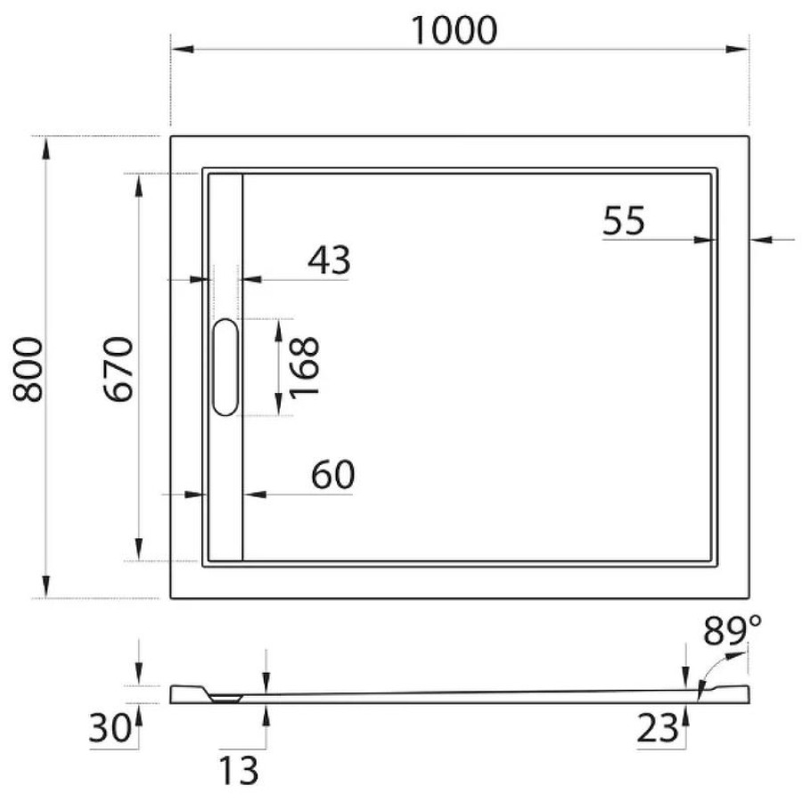 Душевой поддон из искусственного камня Cezares Tray AS 100x80 TRAY-AS-AH-100/80-30-W Белый