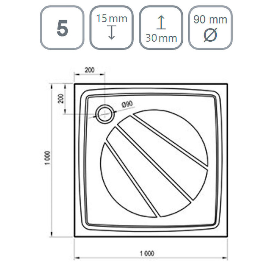 Душевой поддон из искусственного камня Ravak Perseus Pro 100x100 XA03AA01010BM Черный матовый