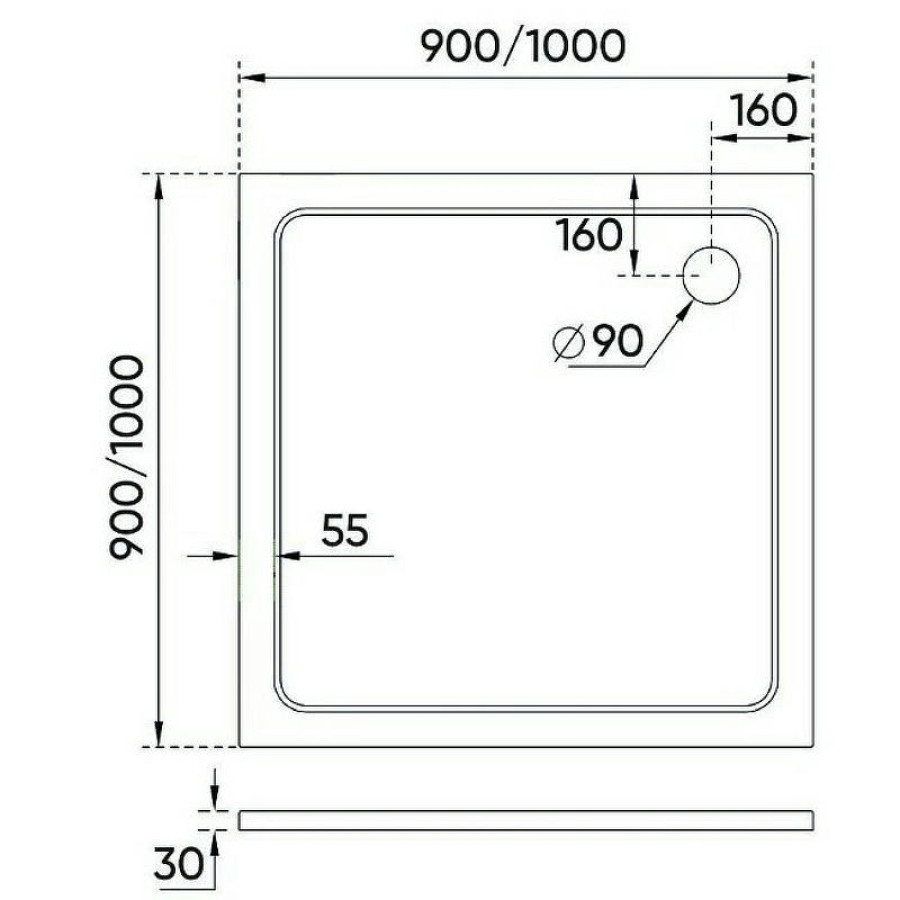 Душевой поддон из искусственного камня Veconi Tezeo 100x100 TZ08-100K-01-19C3 Белый