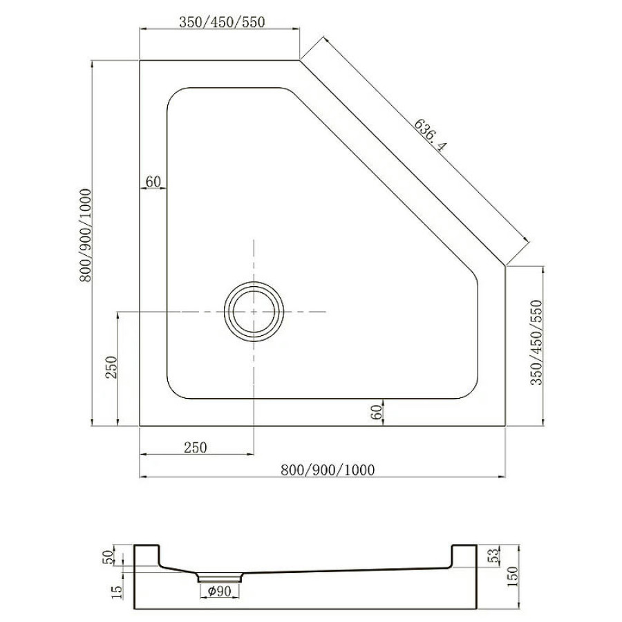 Акриловый поддон для душа Veconi Tezeo TZ-53 100x100 TZ53-100-C5 Белый